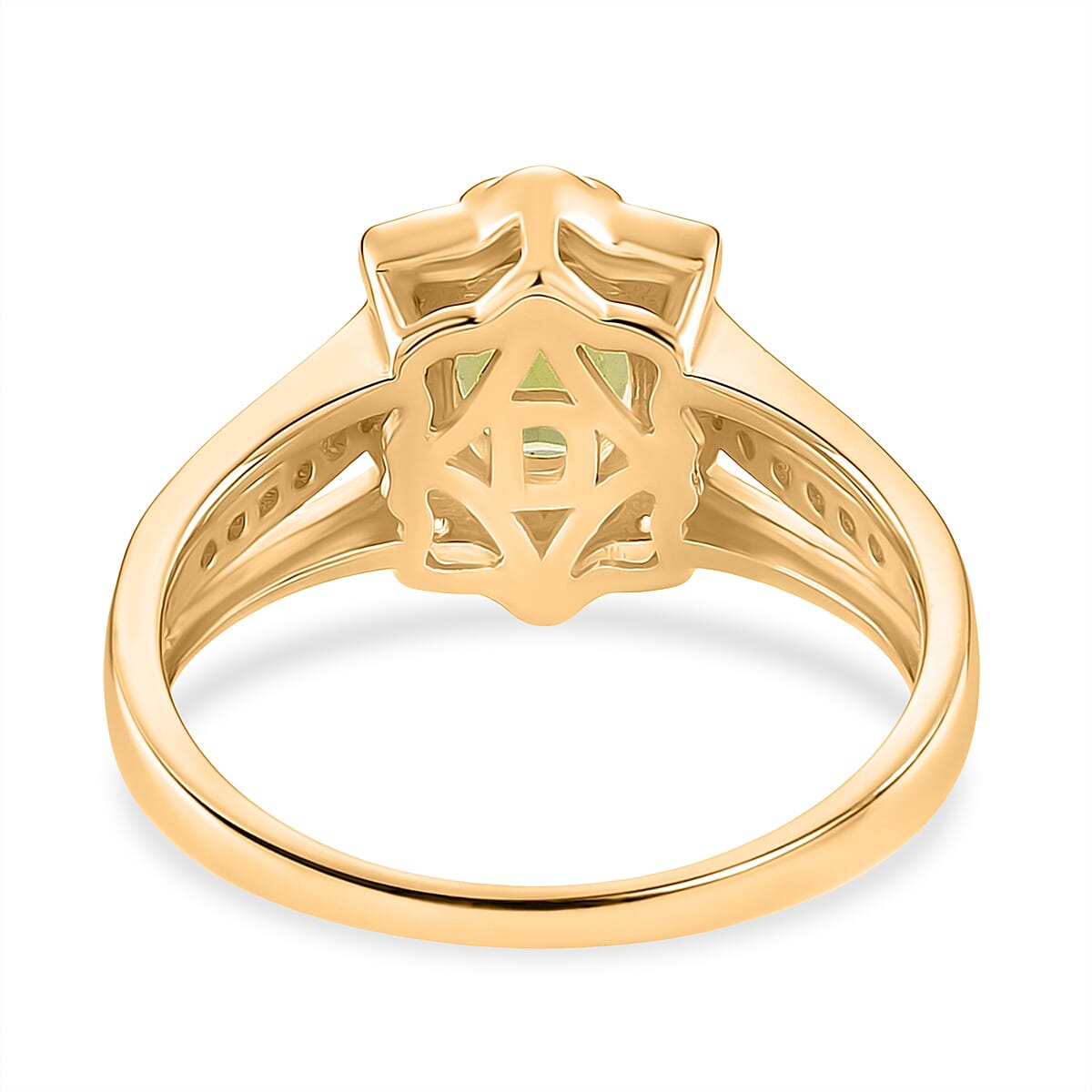 Peridot, White Zircon Fancy Ring Sterling Silver  2.040  Ct.