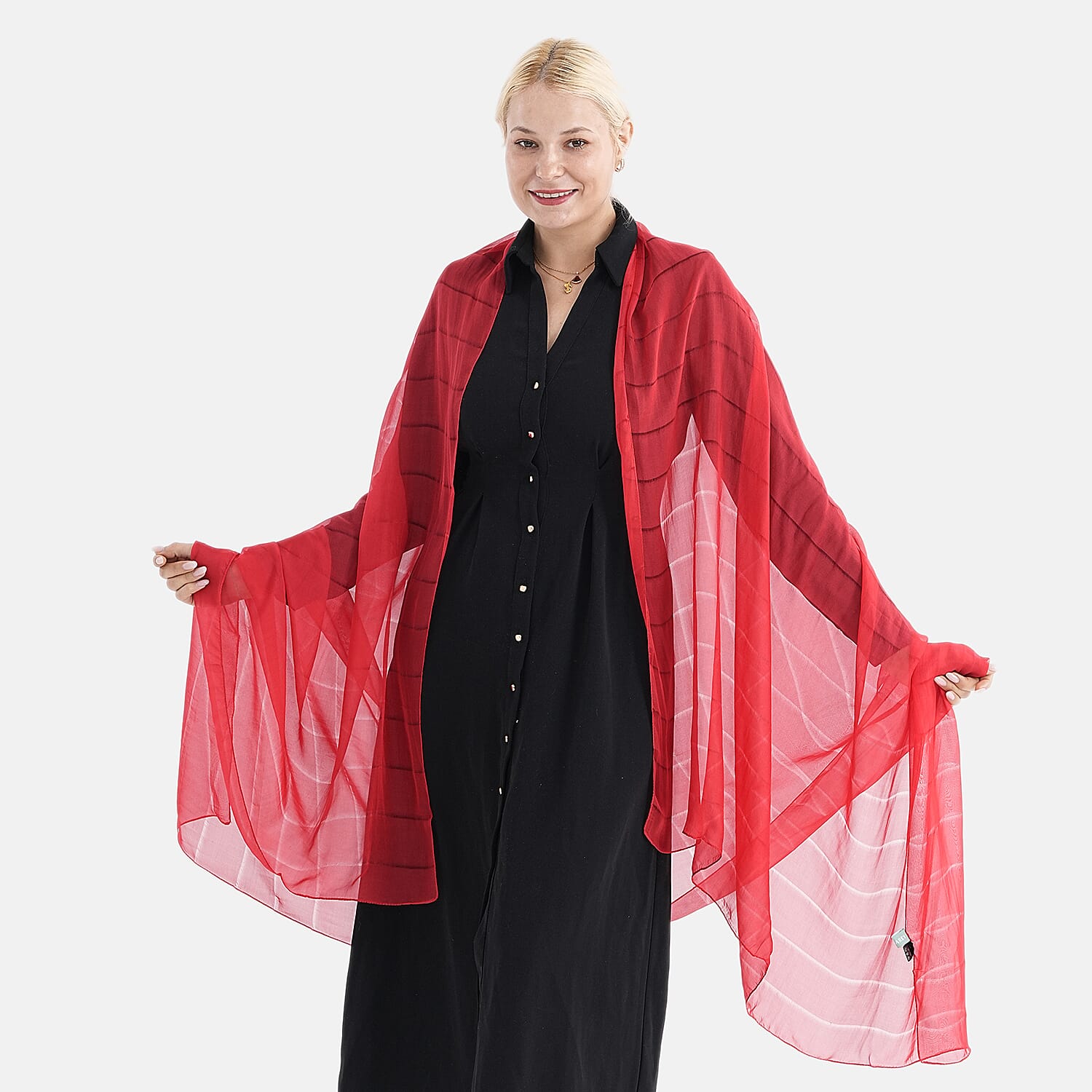 La Marey 100% Mulberry Silk Scarf (177 x 110 cm) - Red