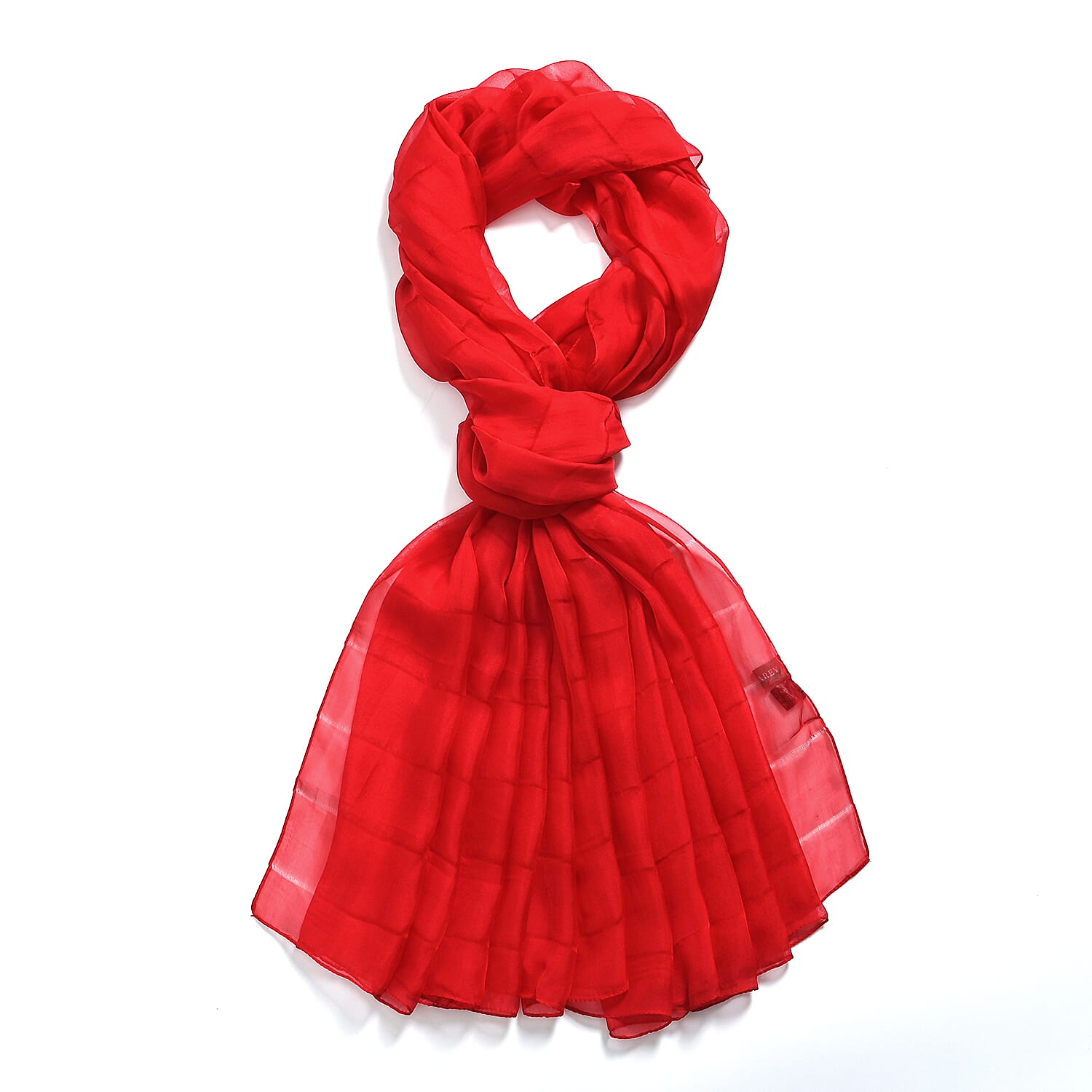 La Marey 100% Mulberry Silk Scarf (177 x 110 cm) - Red