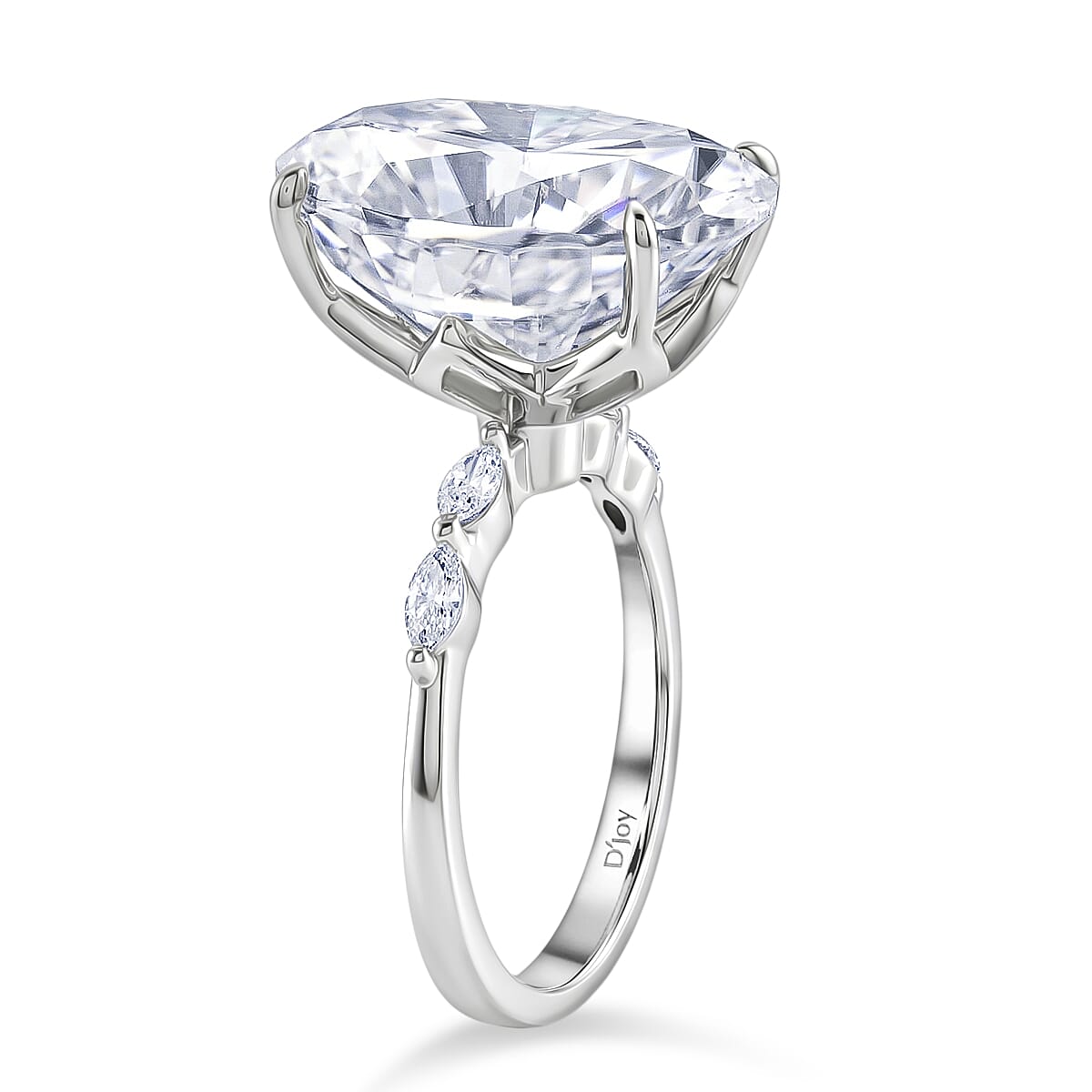 Moissanite Solitaire Ring in Rhodium Overlay Sterling Silver 16.36 Ct.