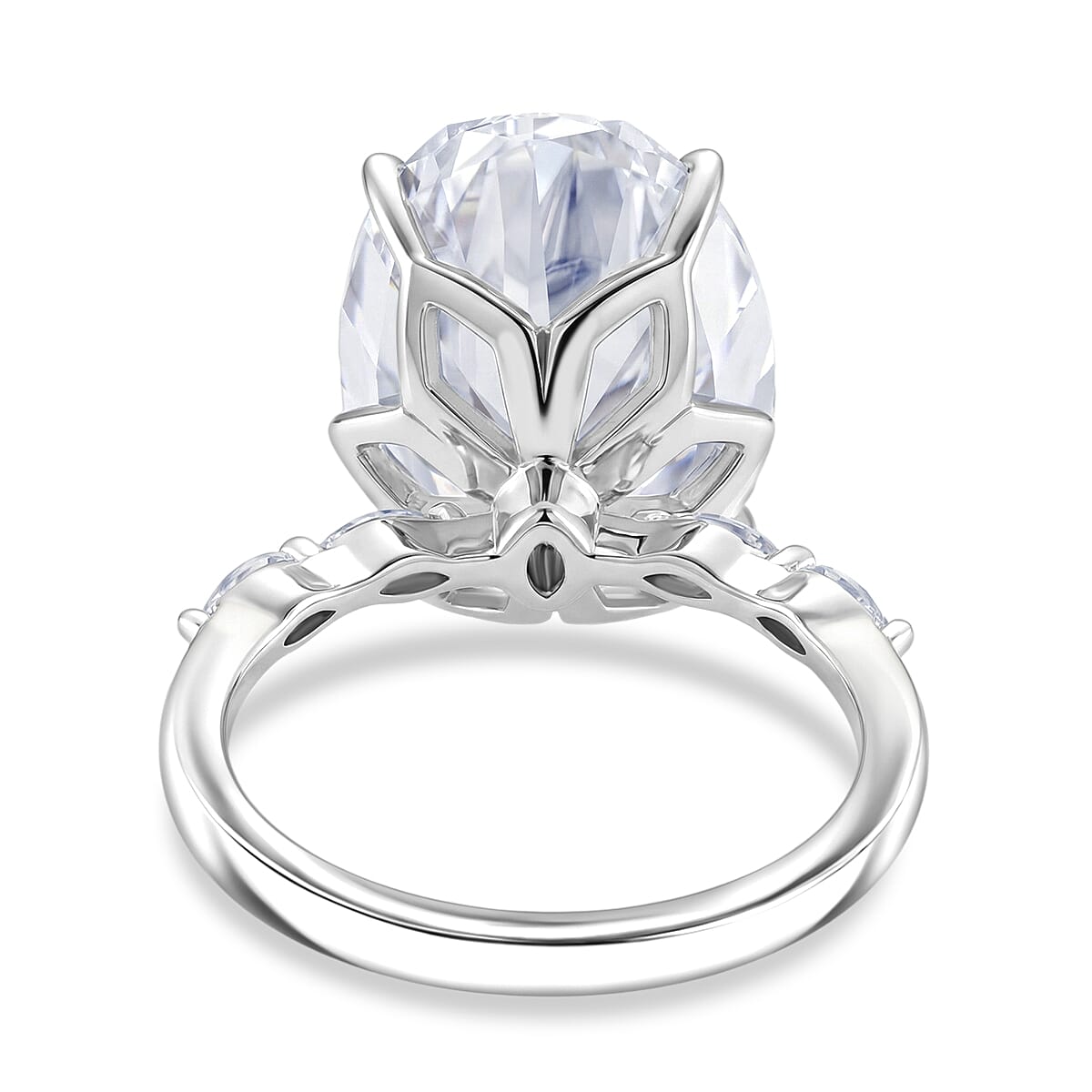 Moissanite Solitaire Ring in Rhodium Overlay Sterling Silver 16.36 Ct.