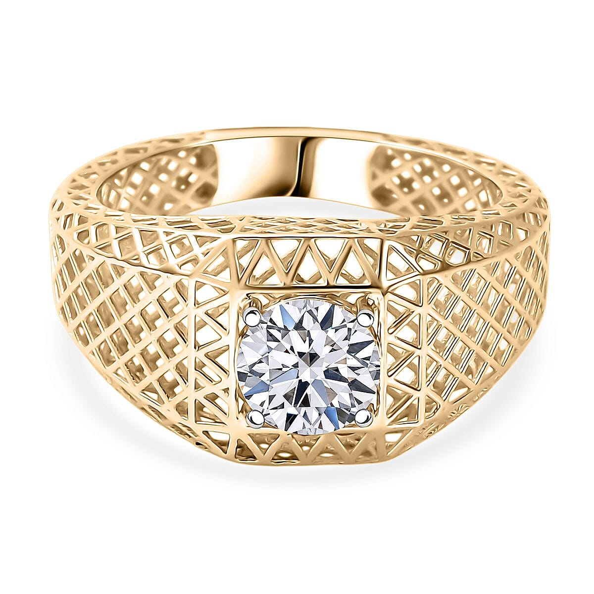 9K Yellow Gold SI Lab Grown Diamond GH, SI Fancy Ring, Gold Wt.3 Gms  1.010  Ct.