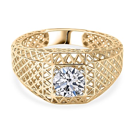 9K Yellow Gold SI Lab Grown Diamond GH, SI Fancy Ring, Gold Wt.3 Gms  1.010  Ct.