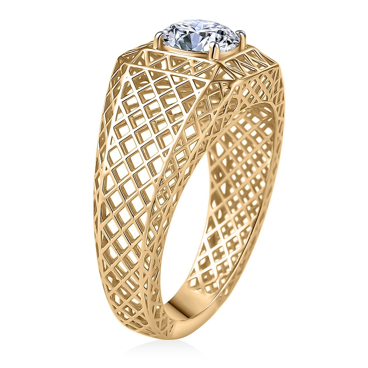 9K Yellow Gold SI Lab Grown Diamond GH, SI Fancy Ring, Gold Wt.3 Gms  1.010  Ct.