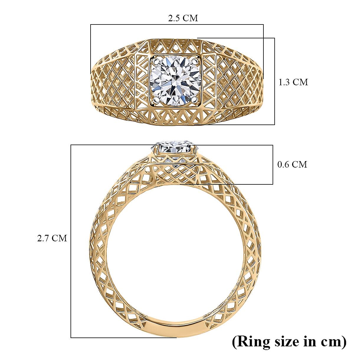 9K Yellow Gold SI Lab Grown Diamond GH, SI Fancy Ring, Gold Wt.3 Gms  1.010  Ct.