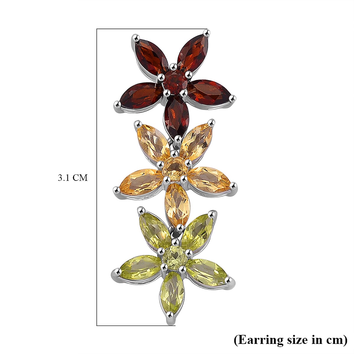 D'Joy Red Garnet Dangling Earring with Push Back in Rhodium Overlay Sterling Silver 4.92 C, Silver Wt. 5.30 Gms.