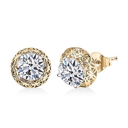 LUXURIANT 2 Ct. Lab Grown Diamond Solitaire Earrings in 9K Gold LUXURIANT 2 Ct. Lab Grown Diamond Solitaire Earrings in 9K Gold