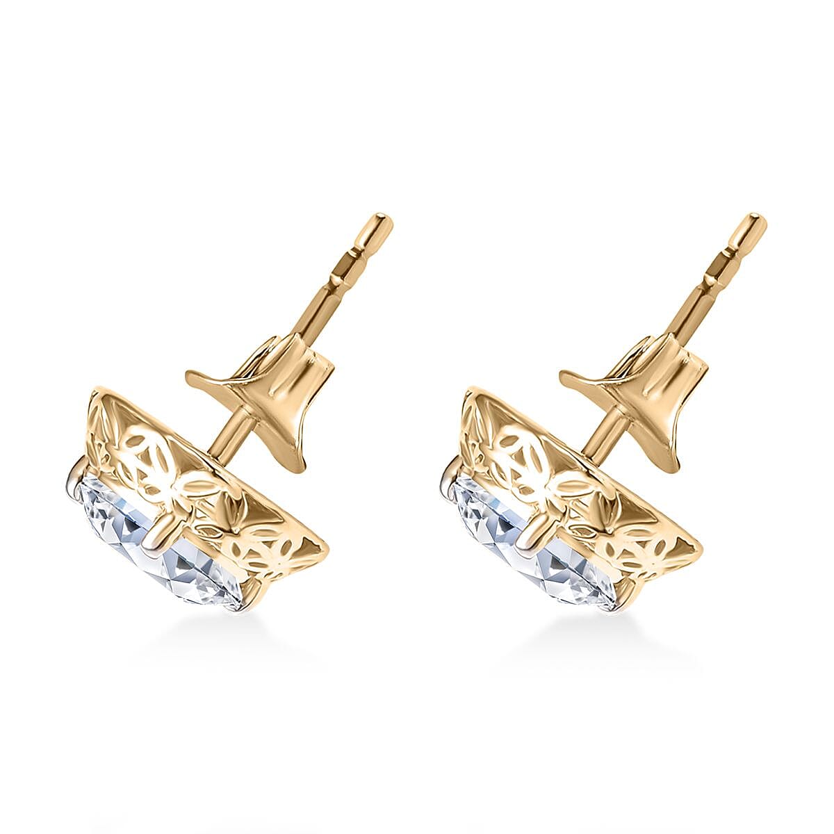 Luxuriant 9K Yellow Gold SGL Certified Lab Grown Diamond (SI-GH) Solitaire Stud Push Post Earring 2.03 Ct.