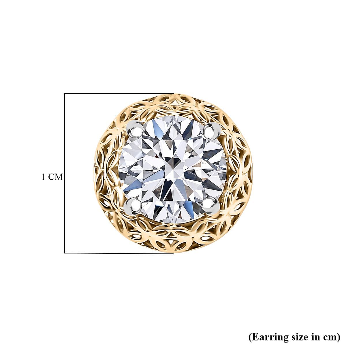 Luxuriant 9K Yellow Gold SGL Certified Lab Grown Diamond (SI-GH) Solitaire Stud Push Post Earring 2.03 Ct.