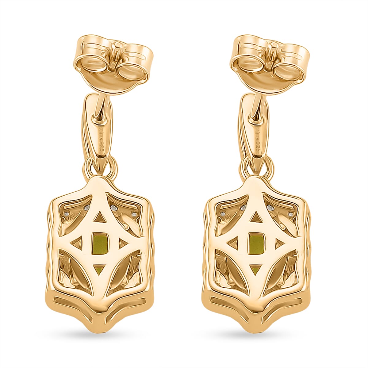 D'Joy Peridot, White Zircon Main Stone With Side Stone Earring Sterling Silver  2.640  Ct.