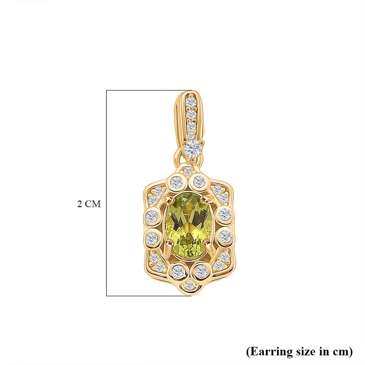 D'Joy Peridot, White Zircon Main Stone With Side Stone Earring Sterling Silver  2.640  Ct.