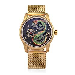 Limited Edition William Hunt London Dragon Watch with Automatic Movt. 5 ATM Water Resistance, Blue Sapphire Crystal Dial and Adjustable Milanese Strap- Rose