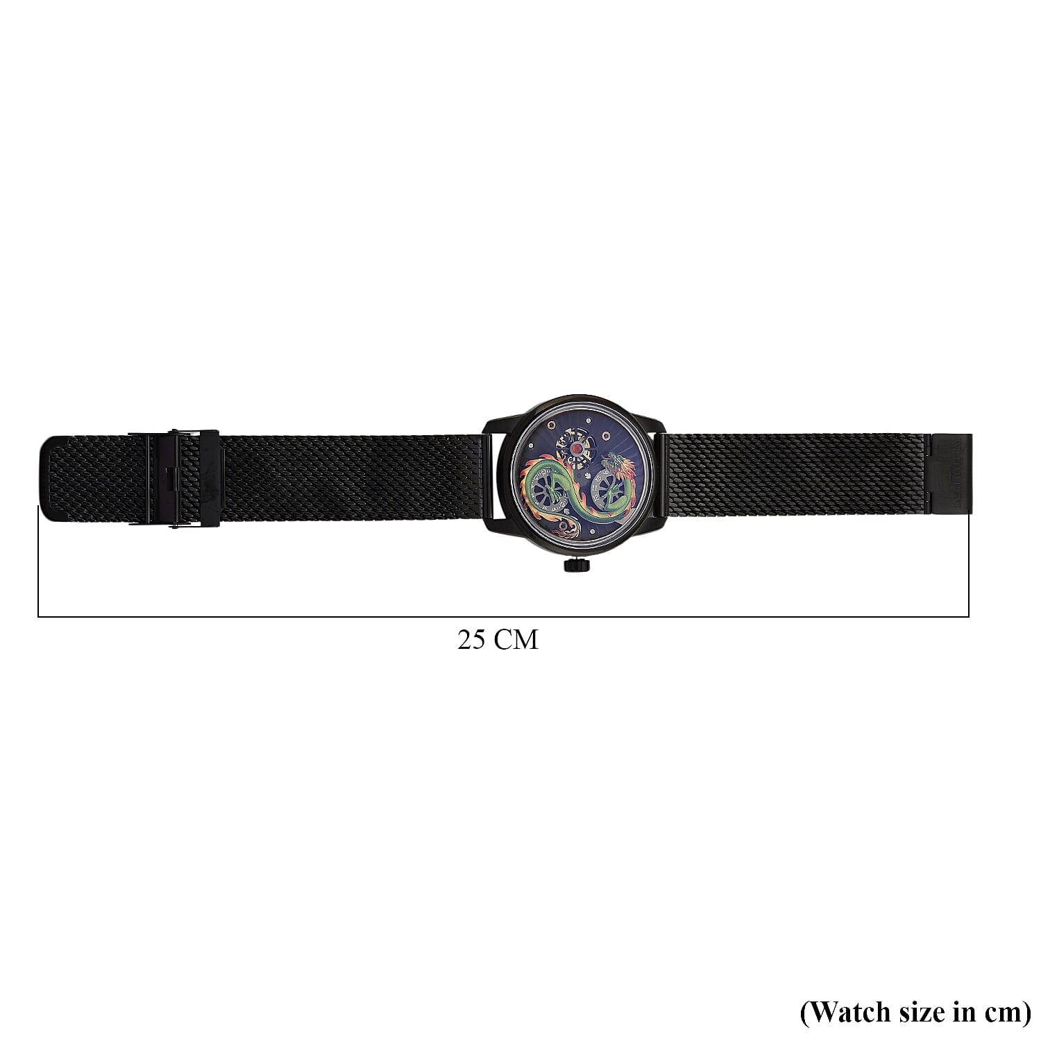 Limited Edition William Hunt London Dragon Watch with Automatic Movt. 5 ATM Water Resistancy, Blue Sapphire Crystal Dial and Adjustable Milanese Strap - Black Neon