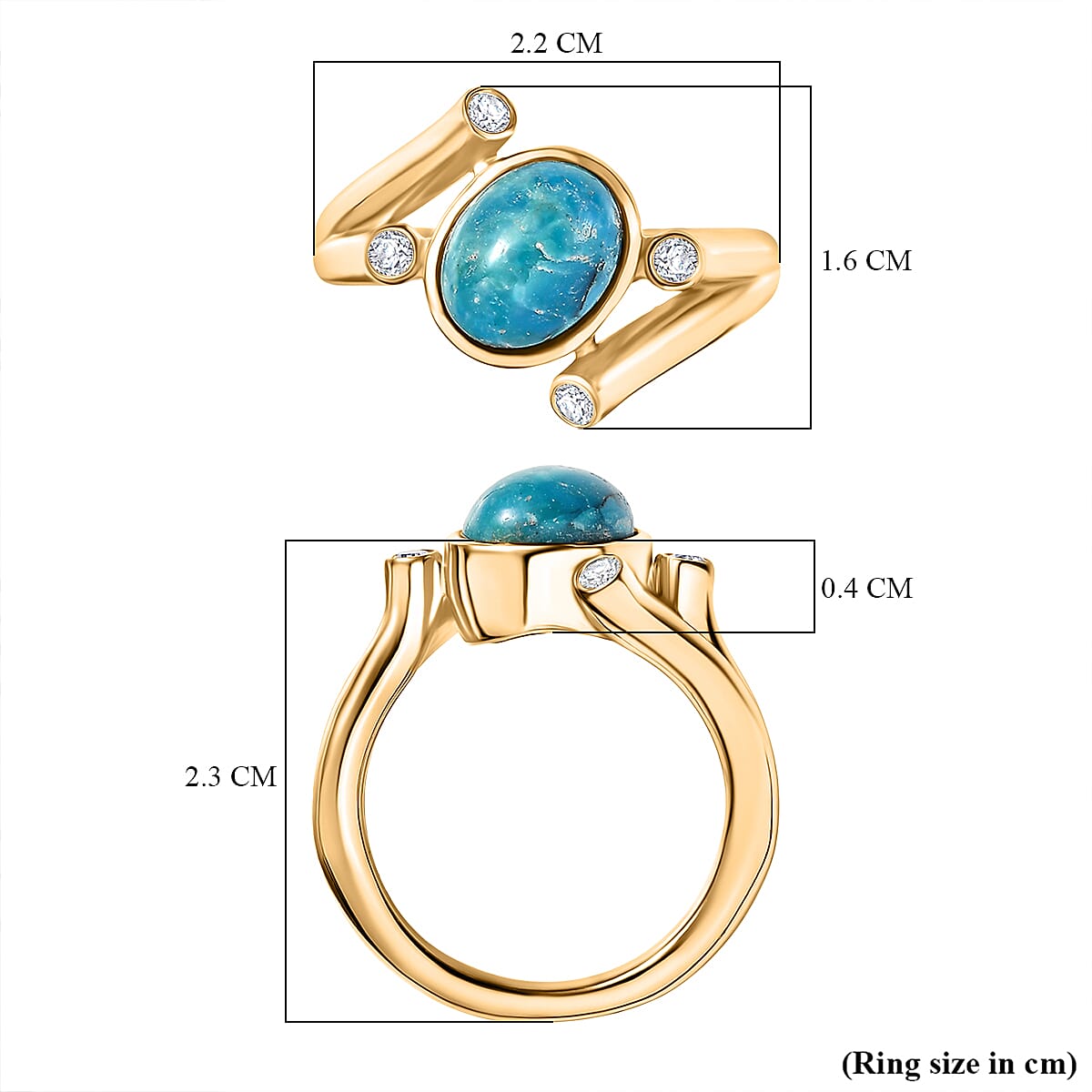 EverTrue Opalina, White Zircon Solitaire Ring Pure Yellow Brass  1.802  Ct.