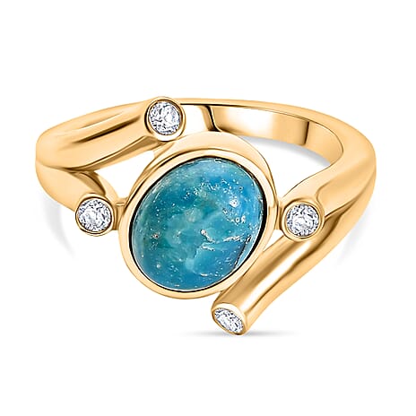 EverTrue Opalina, White Zircon Solitaire Ring Pure Yellow Brass  1.802  Ct.