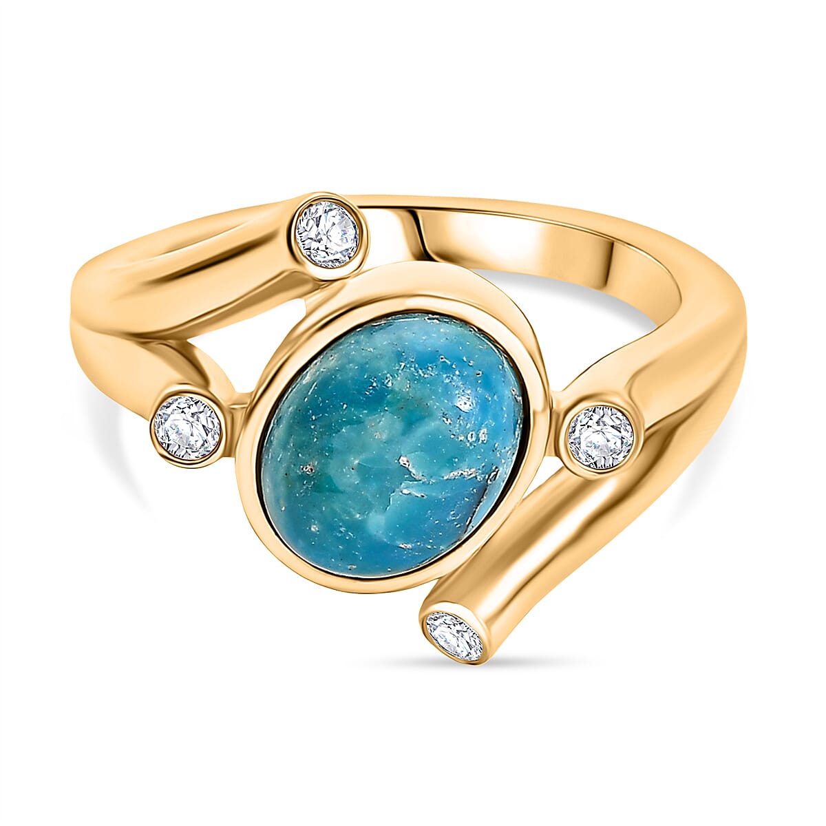 EverTrue Opalina, White Zircon Solitaire Ring Pure Yellow Brass  1.802  Ct.