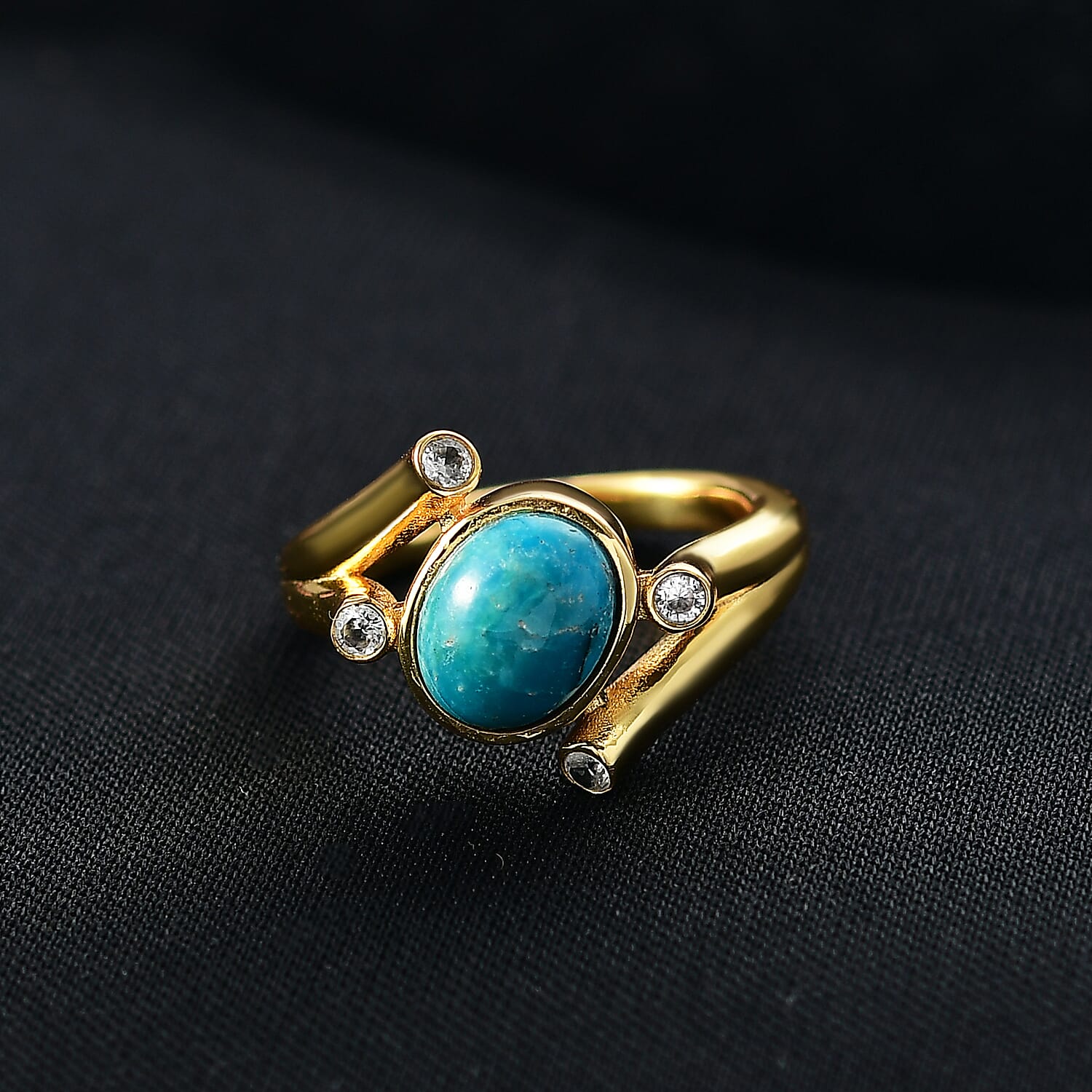 EverTrue Opalina, White Zircon Solitaire Ring Pure Yellow Brass  1.802  Ct.