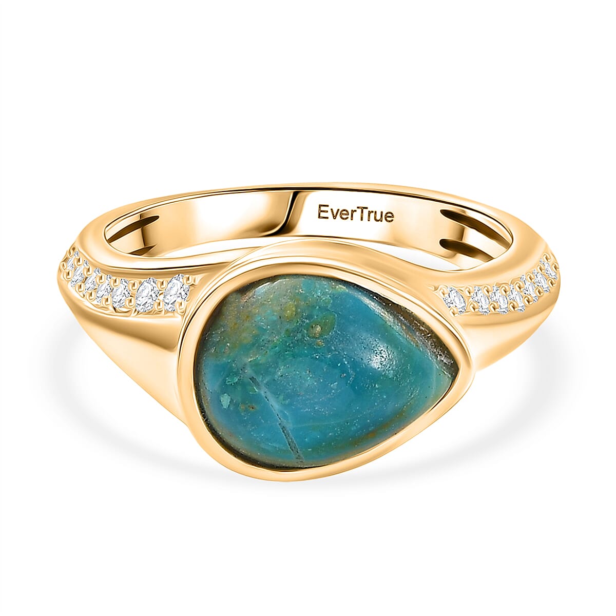 EverTrue Opalina, White Zircon Fancy Ring Pure Yellow Brass  2.693  Ct.