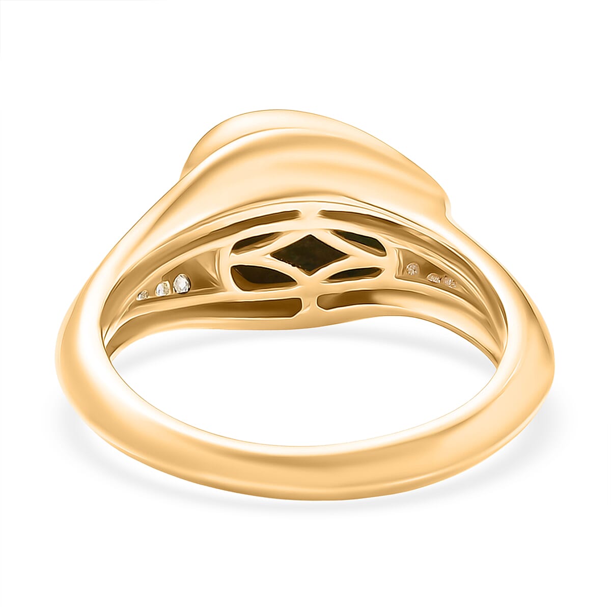 EverTrue Opalina, White Zircon Fancy Ring Pure Yellow Brass  2.693  Ct.