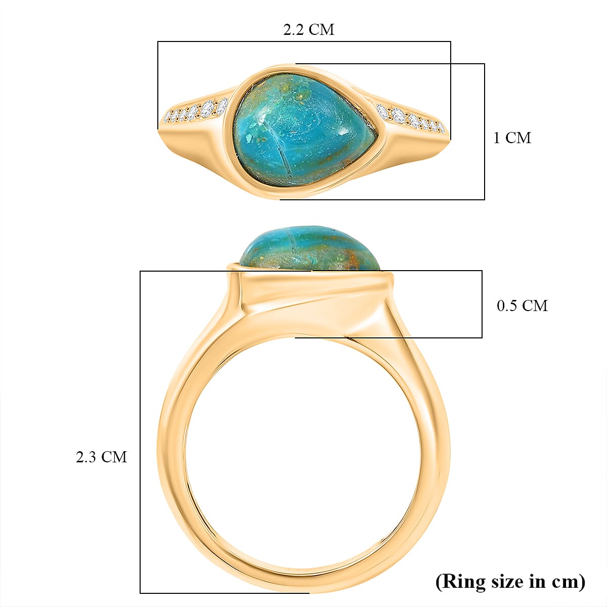 EverTrue Opalina, White Zircon Fancy Ring Pure Yellow Brass  2.693  Ct.