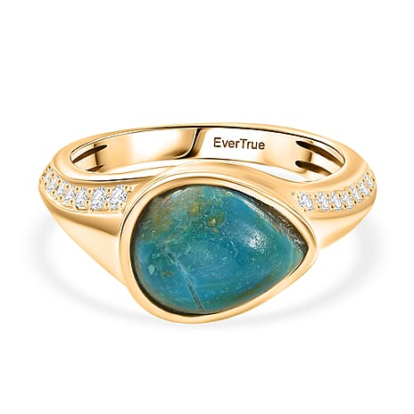 EverTrue Opalina, White Zircon Fancy Ring Pure Yellow Brass  2.693  Ct.