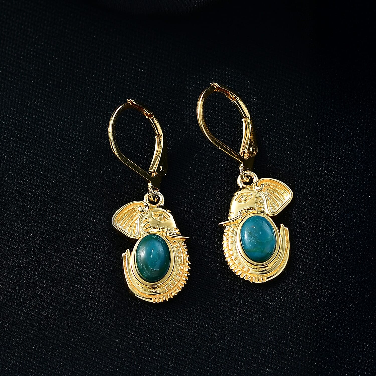 EverTrue Opalina Elephant Earring in Yellow Gold Plated 1.75 Ct.