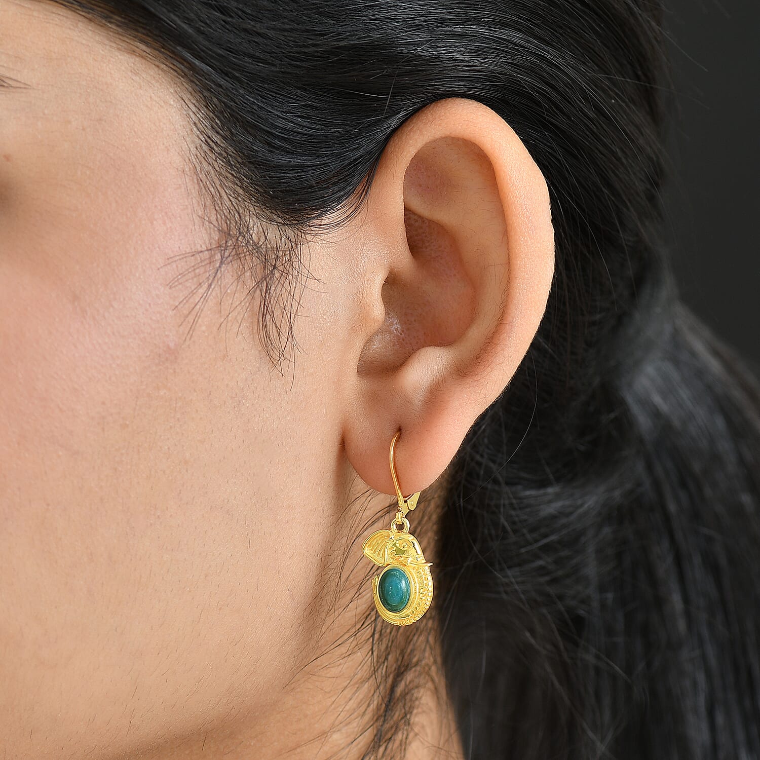 EverTrue Opalina Elephant Earring in Yellow Gold Plated 1.75 Ct.