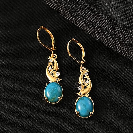 EverTrue Opalina, Black Spinel & White Zircon Stud Push Post Earring in Yellow Gold Plated 4.27 Ct.