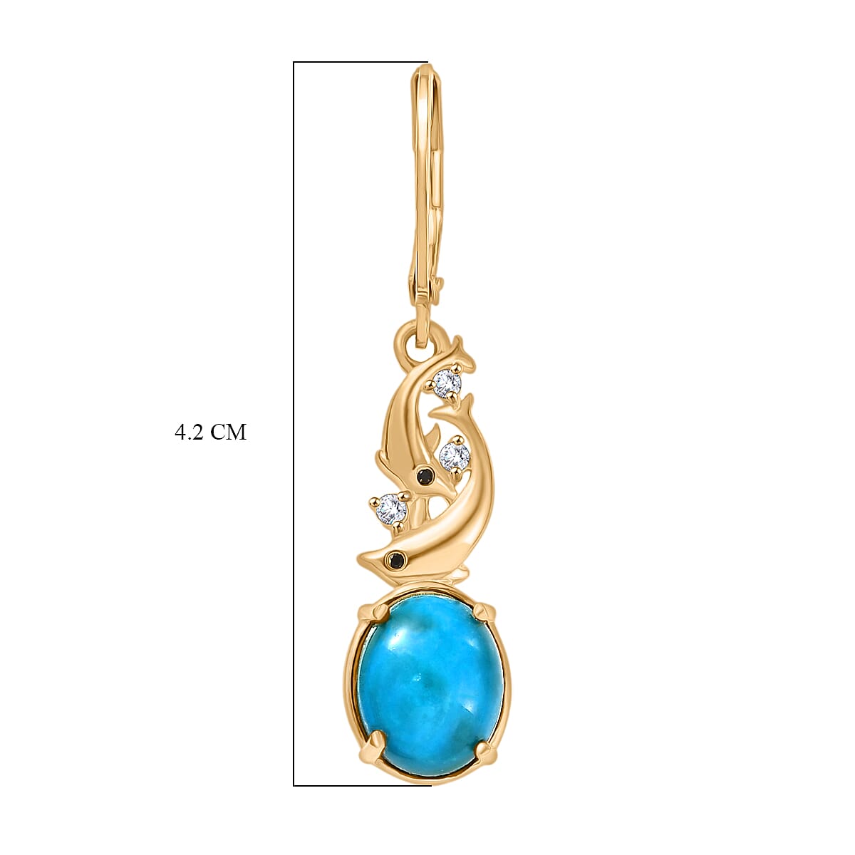 EverTrue Opalina, Black Spinel, White Zircon Solitaire Stud Push Post Earring Pure Yellow Brass  4.270  Ct.