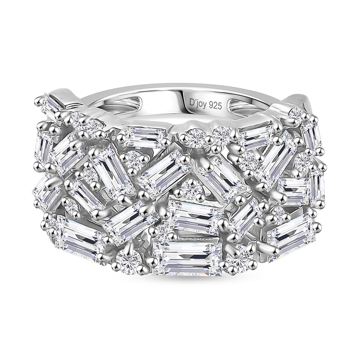 D'Joy Moissanite Cluster Ring in Rhodium OverlaySterling Silver, Silver Wt.5 Gms  2.352  Ct.