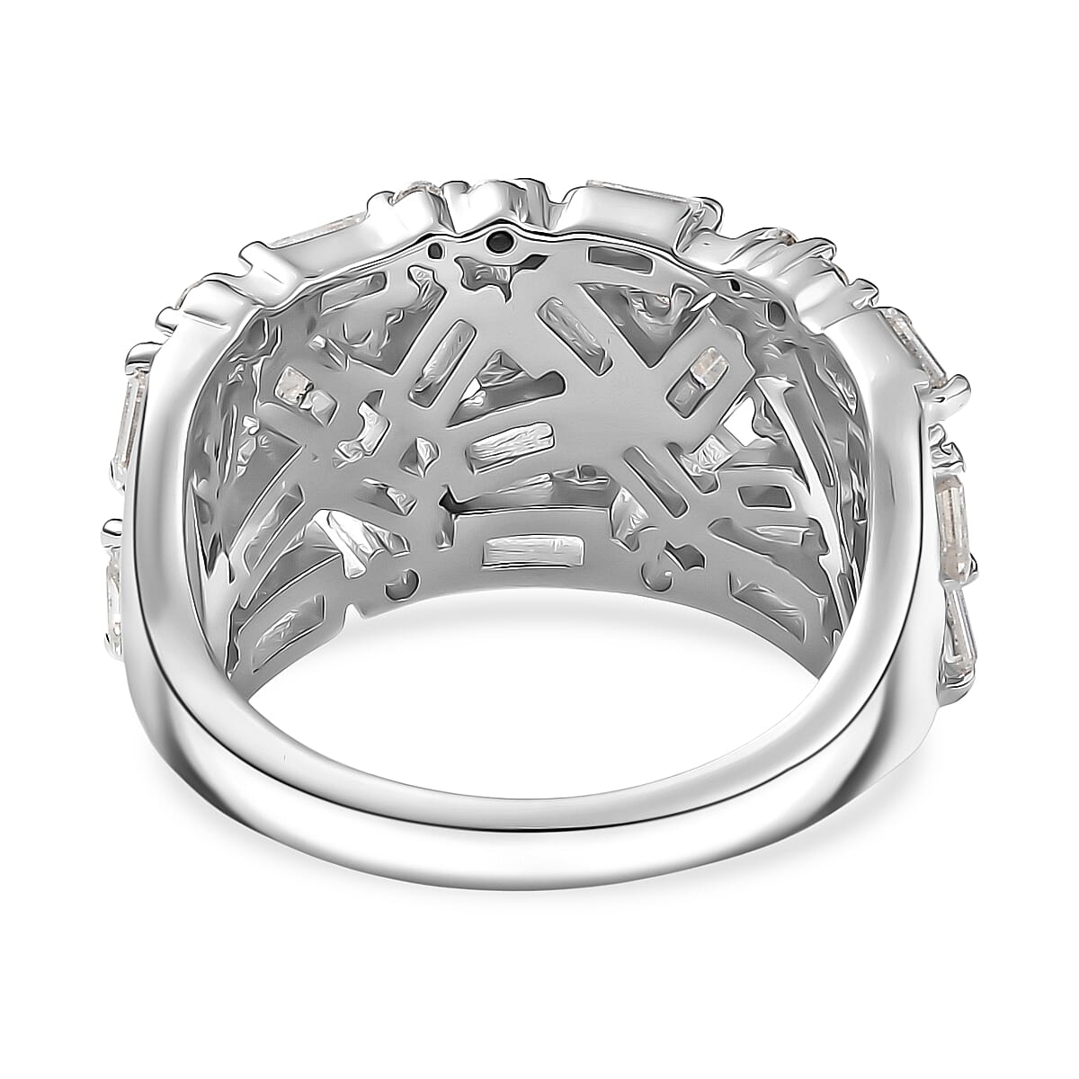 D'Joy Moissanite Cluster Ring in Rhodium OverlaySterling Silver, Silver Wt.5 Gms  2.352  Ct.