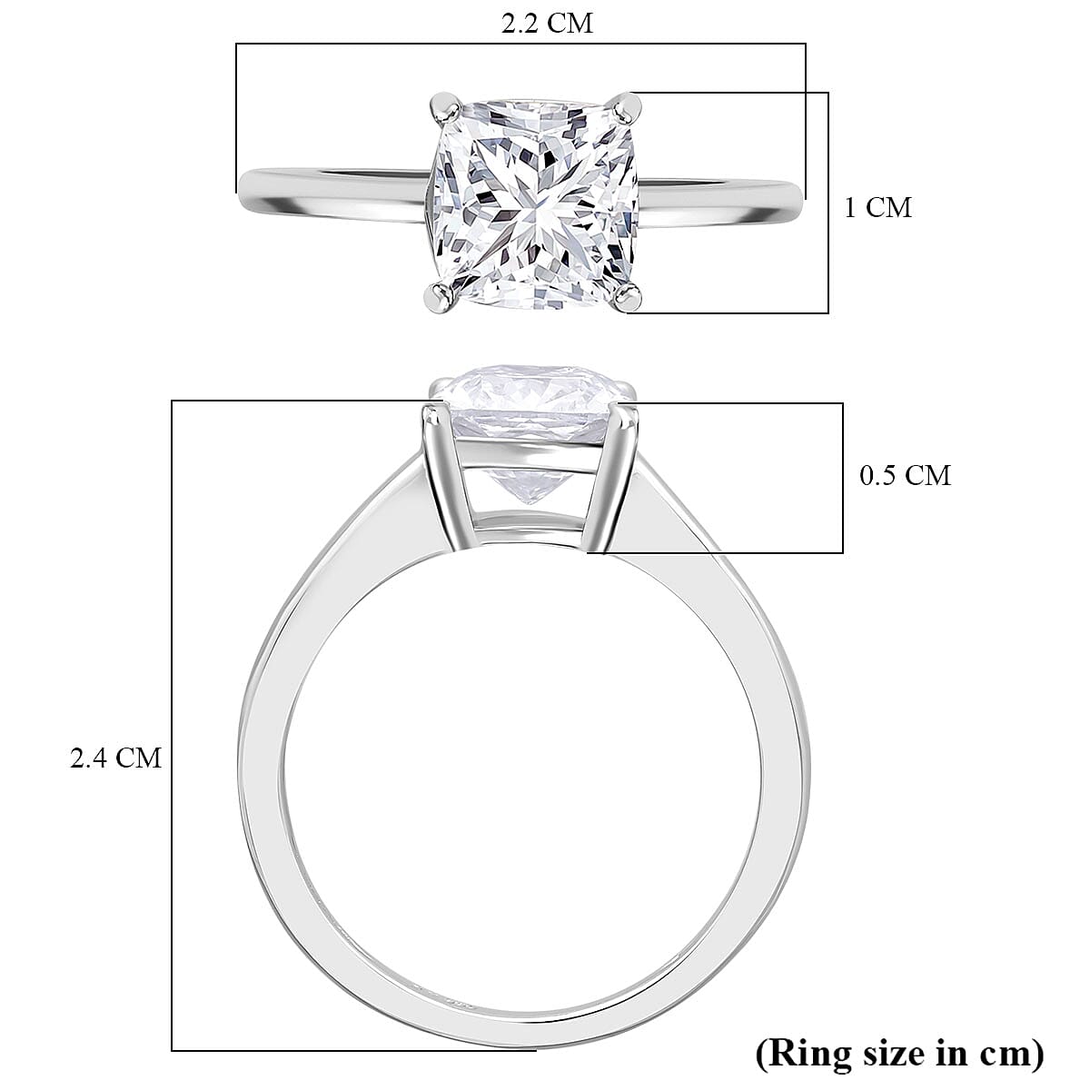 950 Platinum VS Lab Grown Diamond GH, VS Solitaire Diamond Ring, Platinum Wt.4 Gms  2.000  Ct.