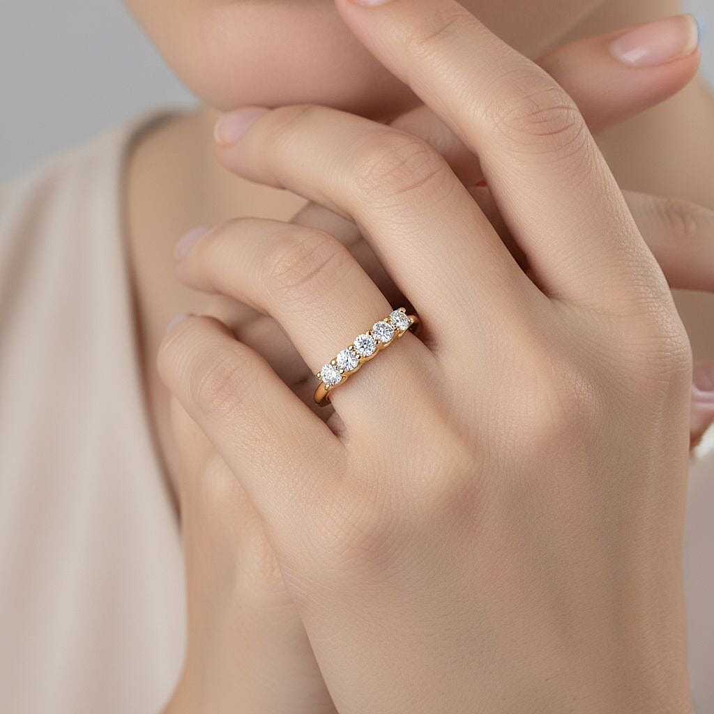 Luxuriant Lab Grown Diamond 5 Stone Ring in Sterling Silver