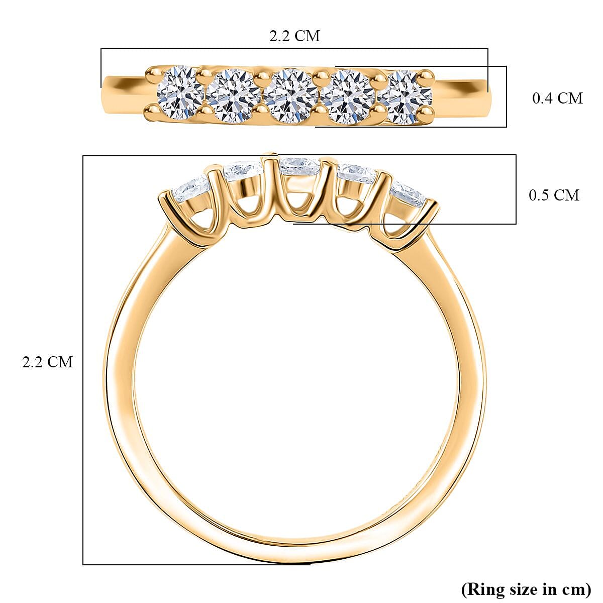 Luxuriant Lab Grown Diamond 5 Stone Ring in Sterling Silver