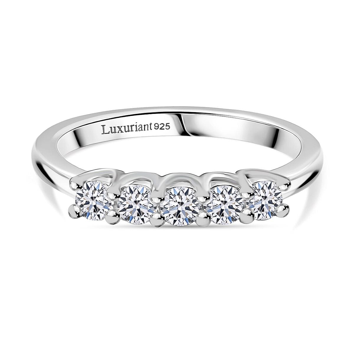 Luxuriant Lab Grown Diamond 5 Stone Ring in Sterling Silver