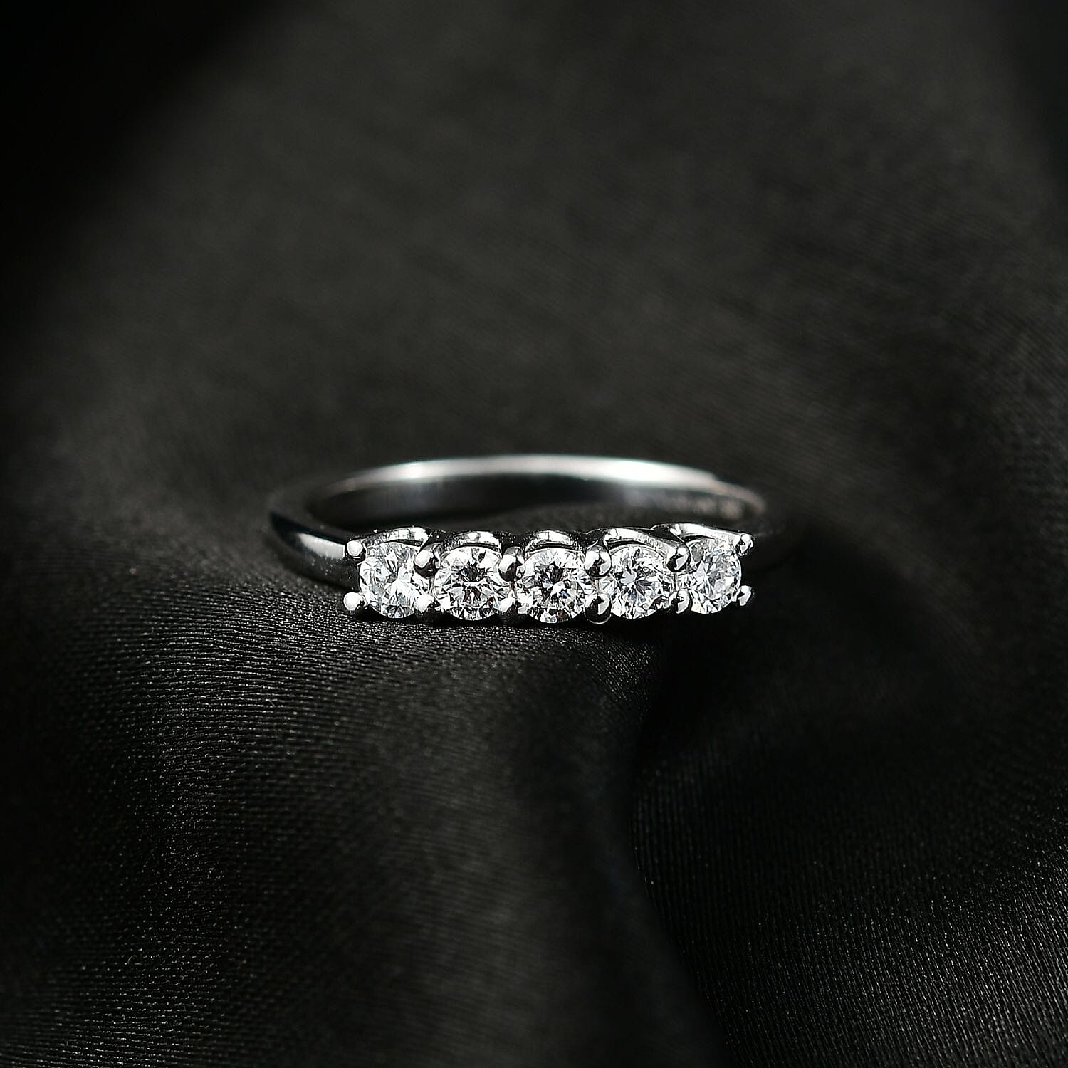 Luxuriant Lab Grown Diamond 5 Stone Ring in Sterling Silver