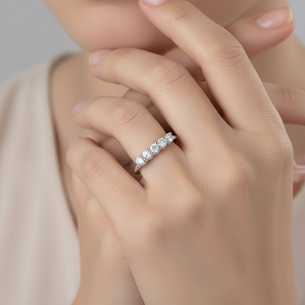 Luxuriant Lab Grown Diamond 5 Stone Ring in Sterling Silver