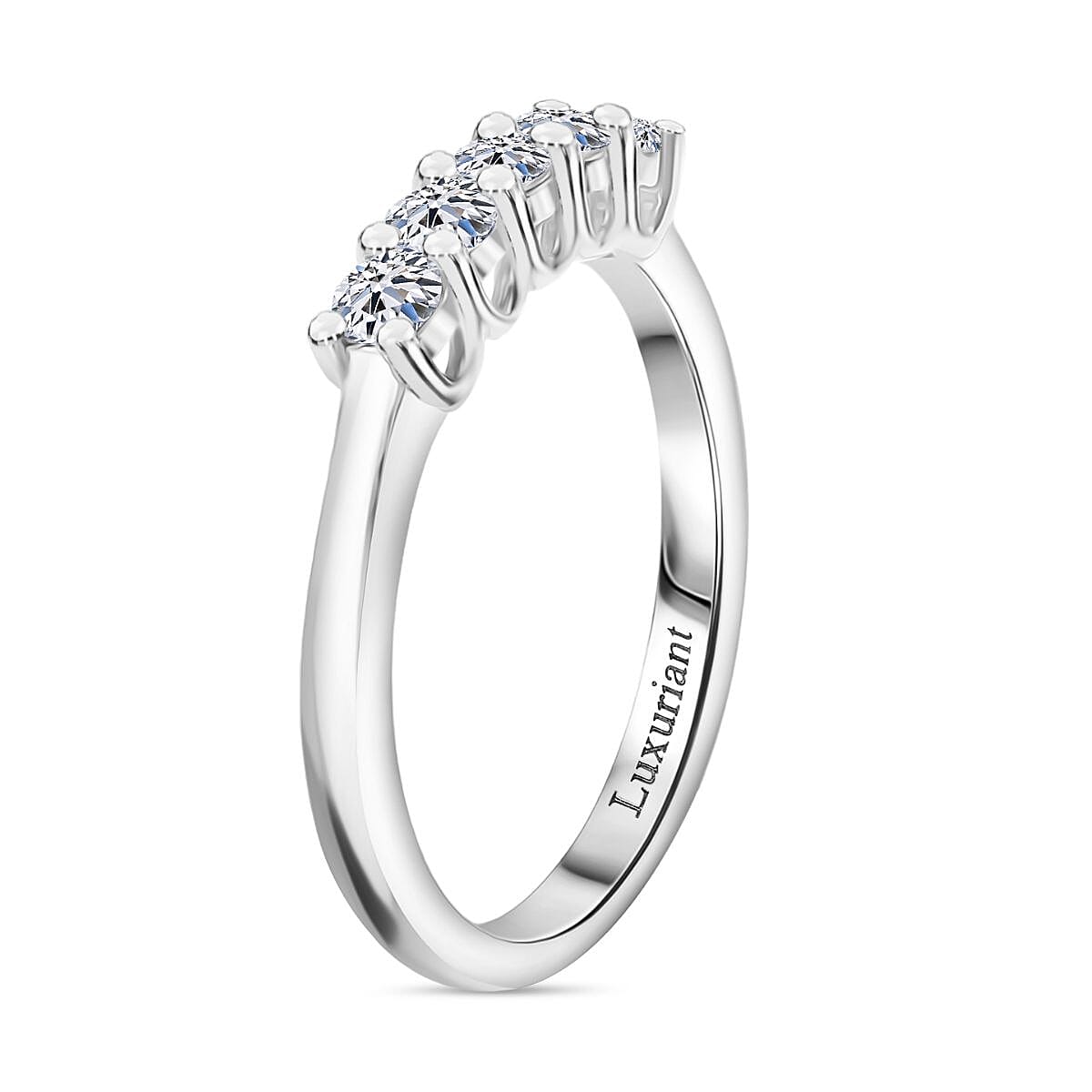 Luxuriant Lab Grown Diamond 5 Stone Ring in Sterling Silver