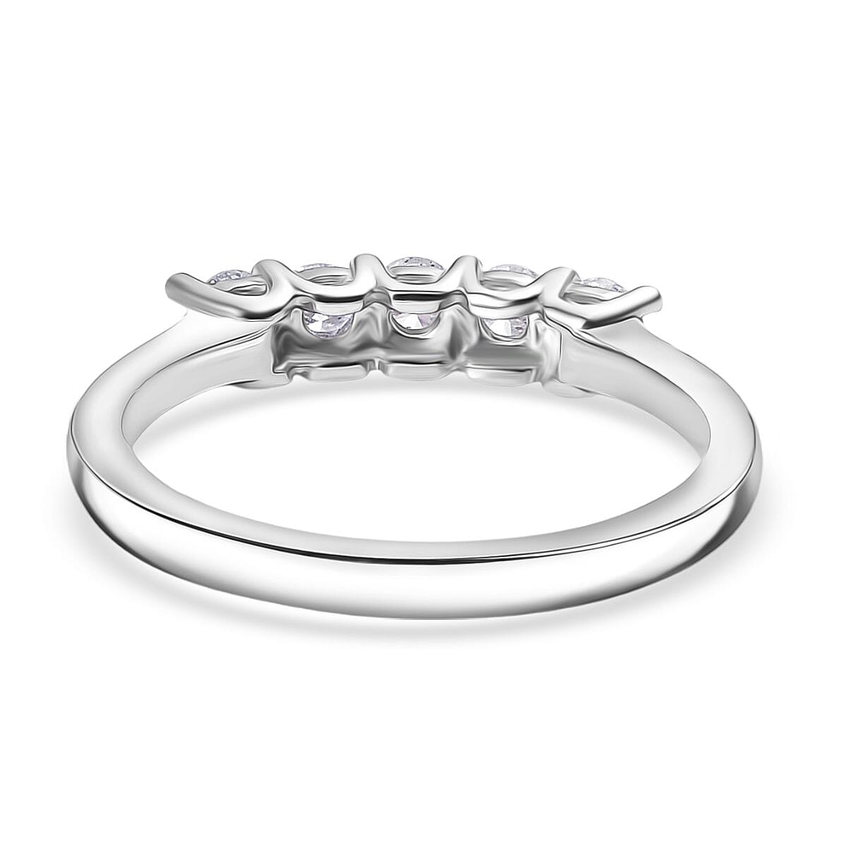 Luxuriant Lab Grown Diamond 5 Stone Ring in Sterling Silver