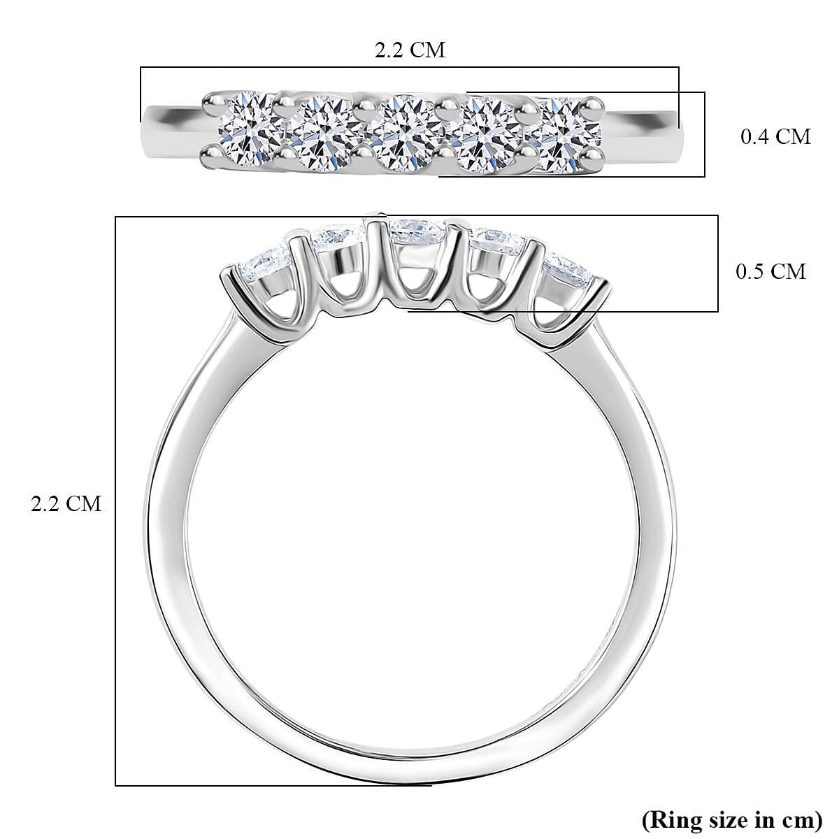 Luxuriant Lab Grown Diamond 5 Stone Ring in Sterling Silver