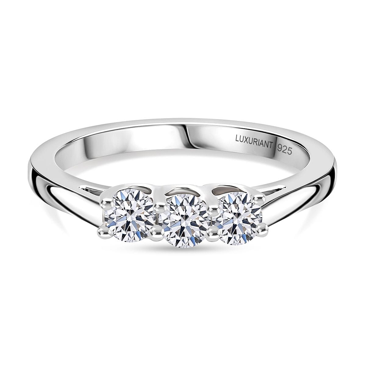 Luxuriant Lab Grown Diamond 3 Stone Diamond Ring in Sterling Silver