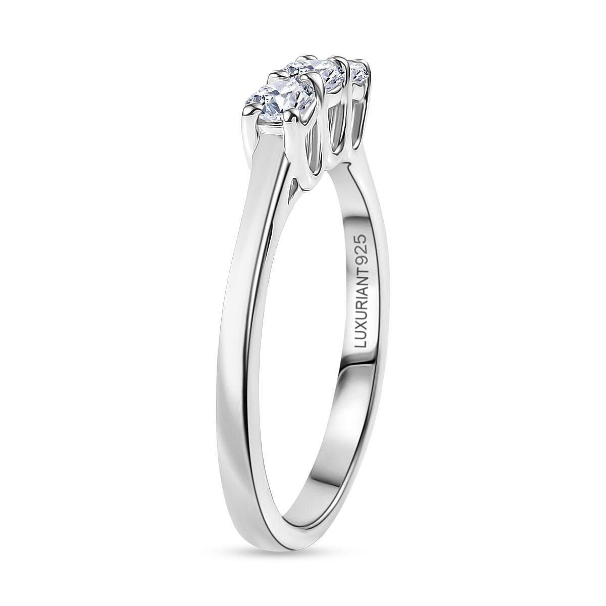 Luxuriant Lab Grown Diamond 3 Stone Diamond Ring in Sterling Silver