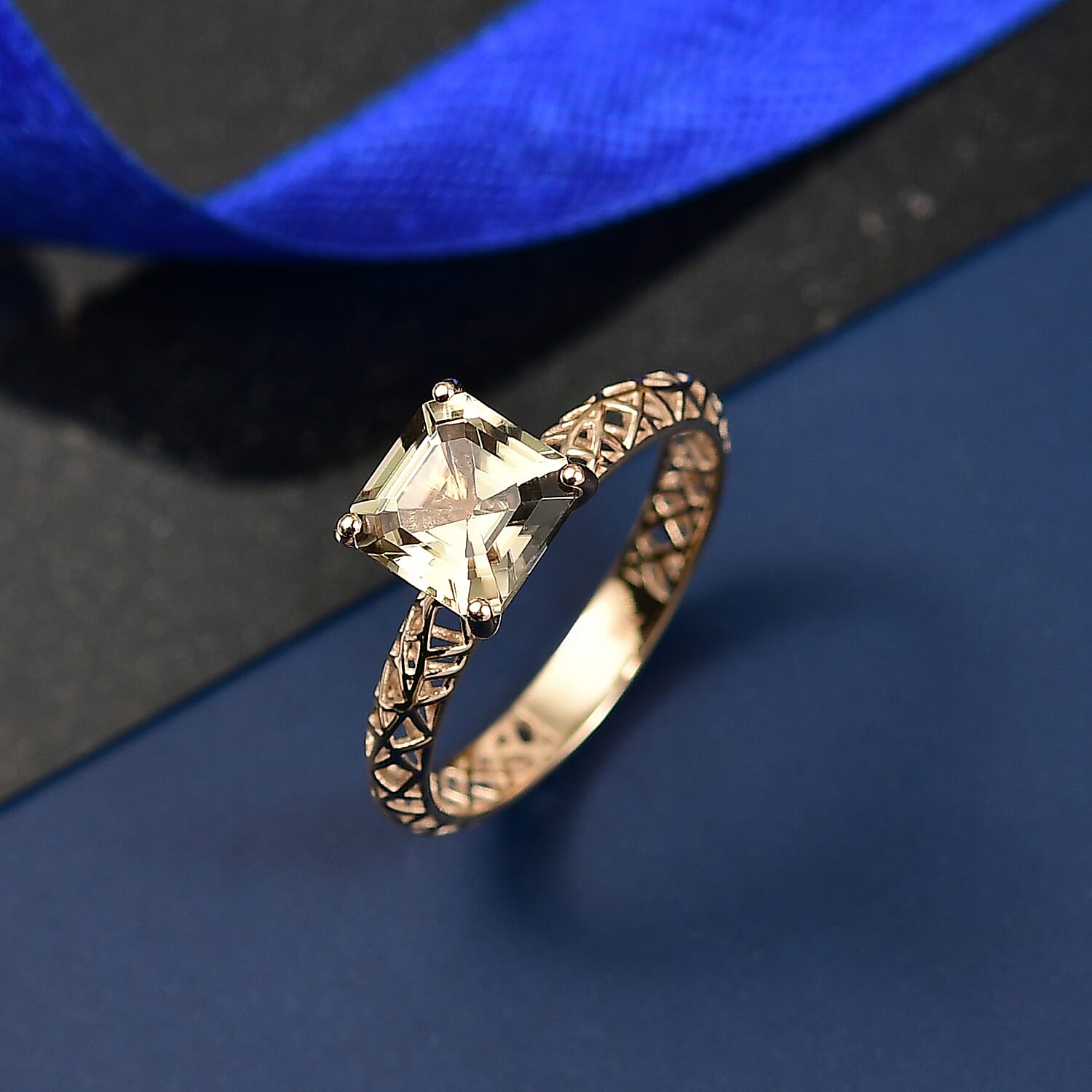 9K Yellow Gold AAA Natural Turkizite Mirage Ring 2.05 Ct.