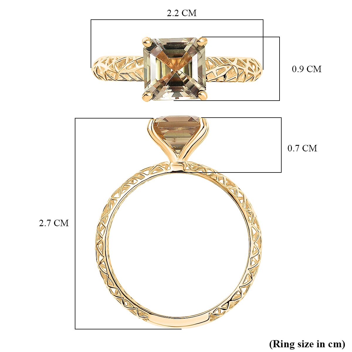 9K Yellow Gold AAA Natural Turkizite Mirage Ring 2.05 Ct.