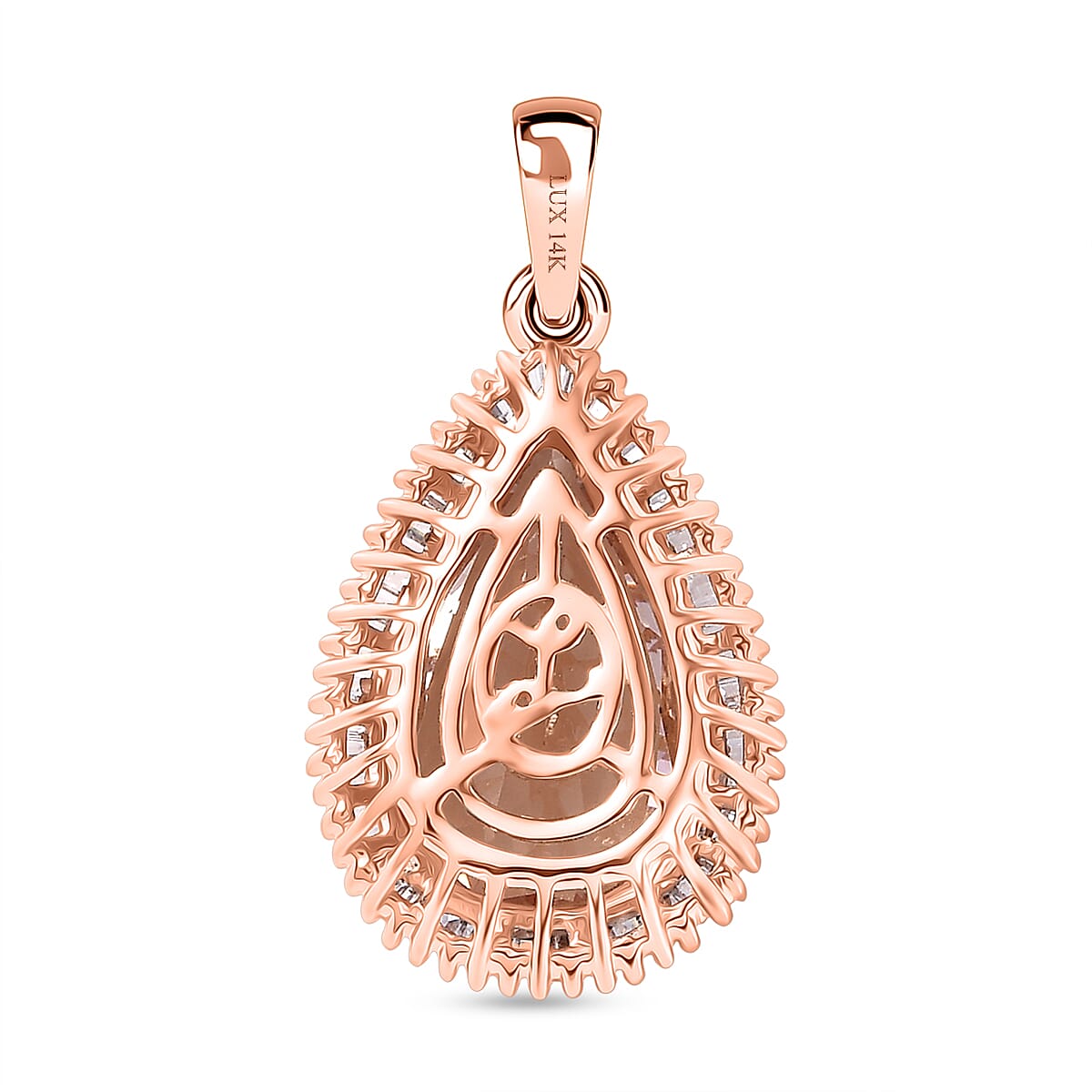 THE MARROPINO EMPRESS - 14K Rose Gold AAA Marropino Morganite & Natural  White Diamond Pendant 4.62 Ct.