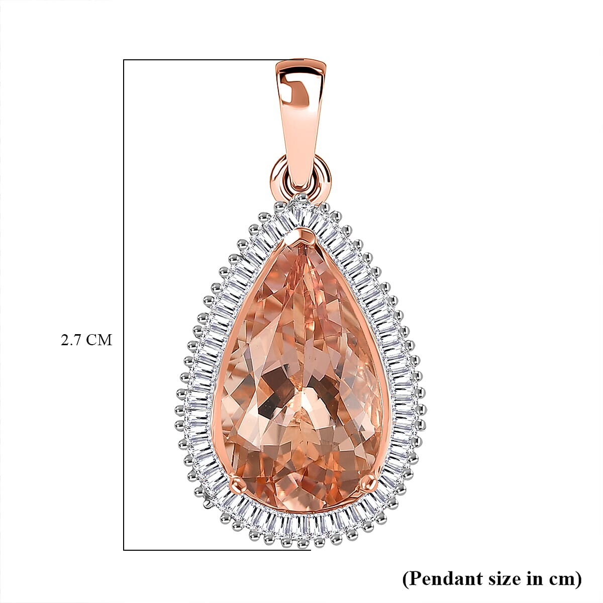 THE MARROPINO EMPRESS - 14K Rose Gold AAA Marropino Morganite & Natural  White Diamond Pendant 4.62 Ct.