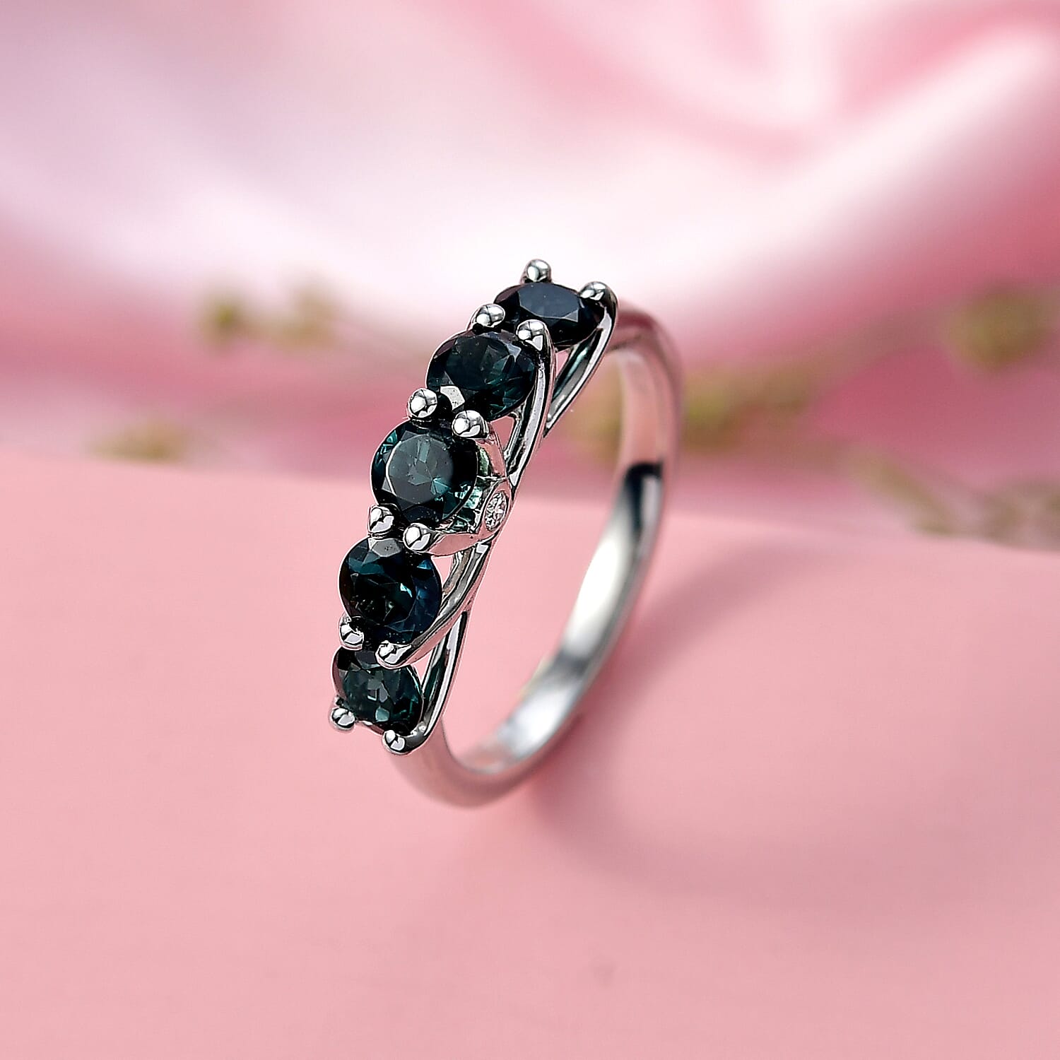 Rhapsody 950 Platinum AAAA Indicolite & Natural White Diamond Ring 1.20 Ct, Platinum Wt. 5.03 Gms.