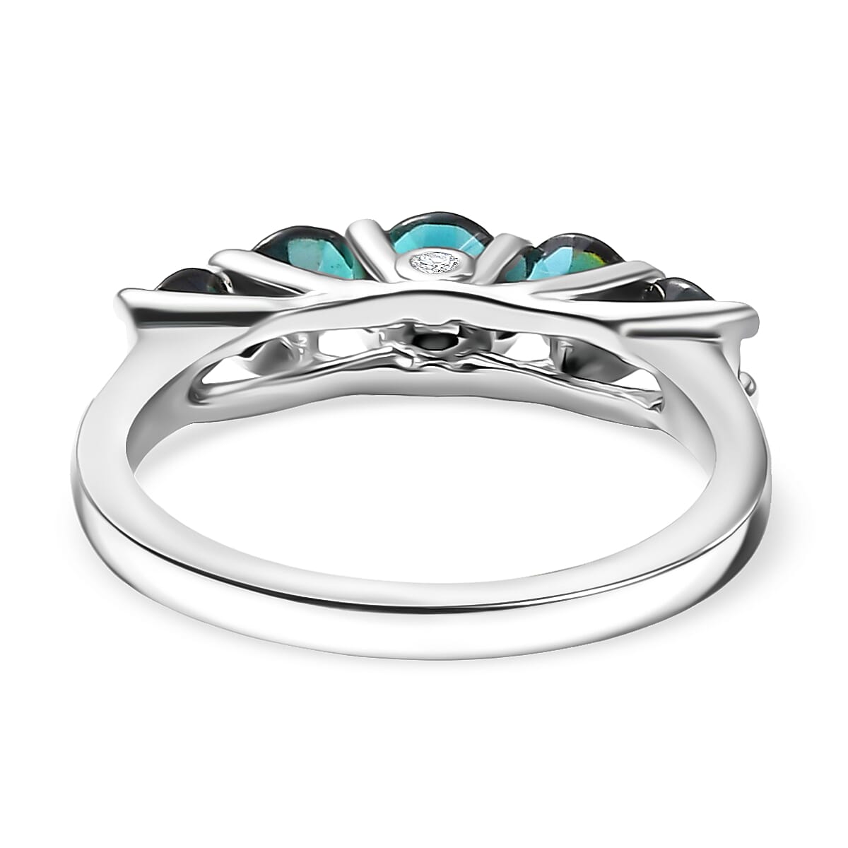Rhapsody 950 Platinum AAAA Indicolite & Natural White Diamond Ring 1.20 Ct, Platinum Wt. 5.03 Gms.