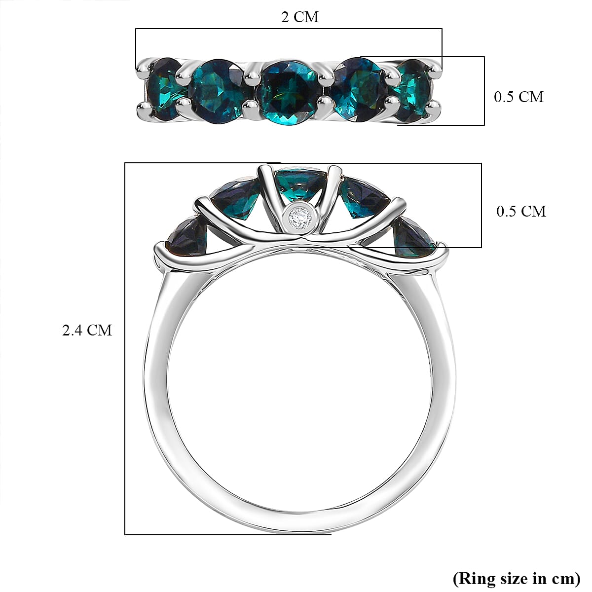 Rhapsody 950 Platinum AAAA Indicolite & Natural White Diamond Ring 1.20 Ct, Platinum Wt. 5.03 Gms.