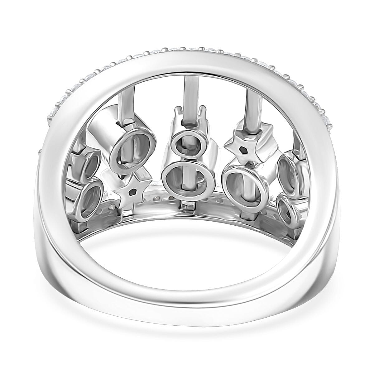 GP - Celestial Dream Collection Skyblue Topaz, Blue Sapphire & White Zircon Ring in Rhodium Overlay Sterling Silver 1.13 Ct, Silver Wt. 5.88 Gms.